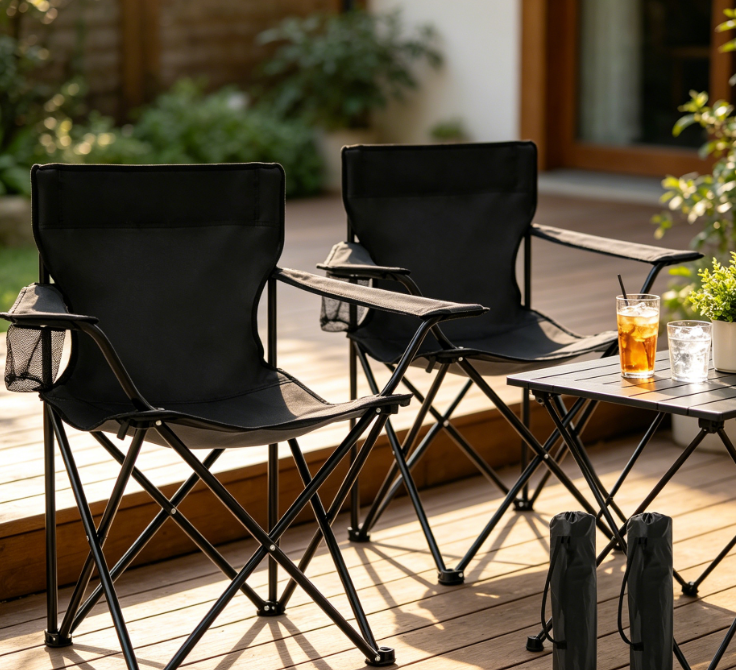 Portable Folding Outdoor Chair with Cup Holder and Storage Bag - Image 2