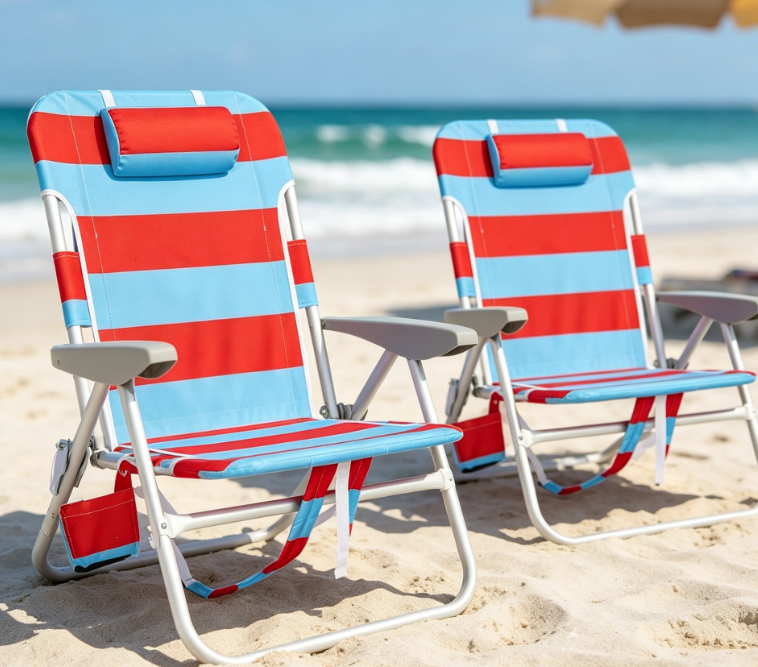 4-Position Adjustable Backpack Beach Chair with Headrest