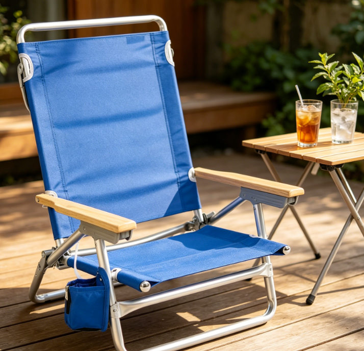 Classic 5-Position Adjustable Reclining Folding Beach Chair - Image 2