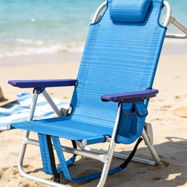 Heavy-Duty Folding Camping Recliner with Cup Holder and Storage Pocket